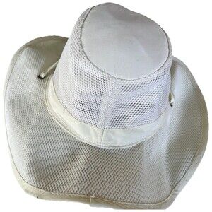 Woolrich Mens Off-White Fishing Bucket Safari Hat Poly Cotton Blend Mesh Size M